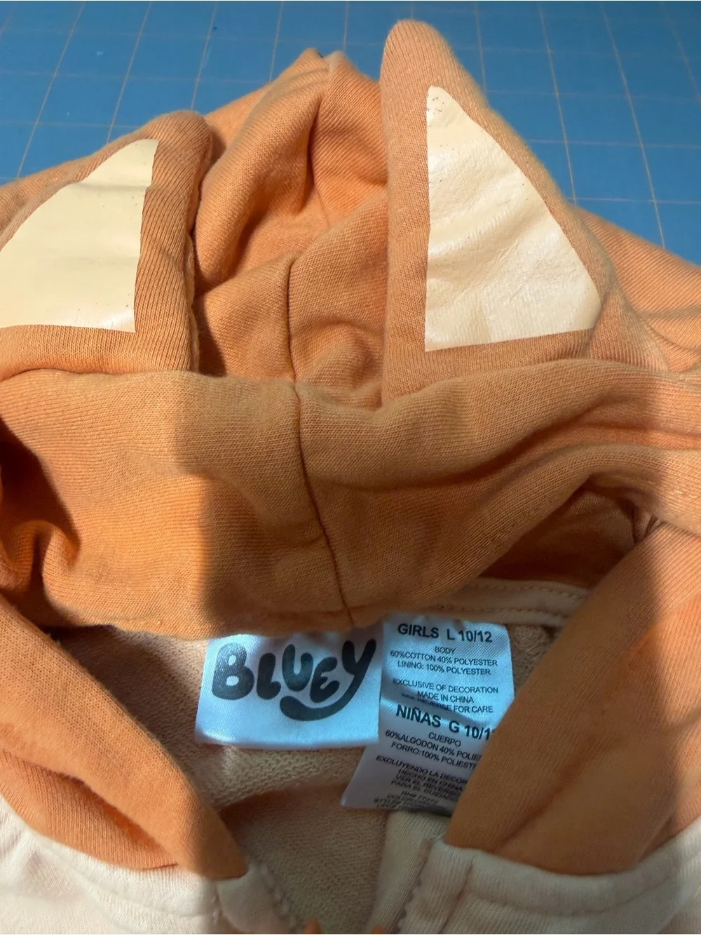 Bingo Kids Peach Hoodie Jacket with Character Hood girl L 10/12